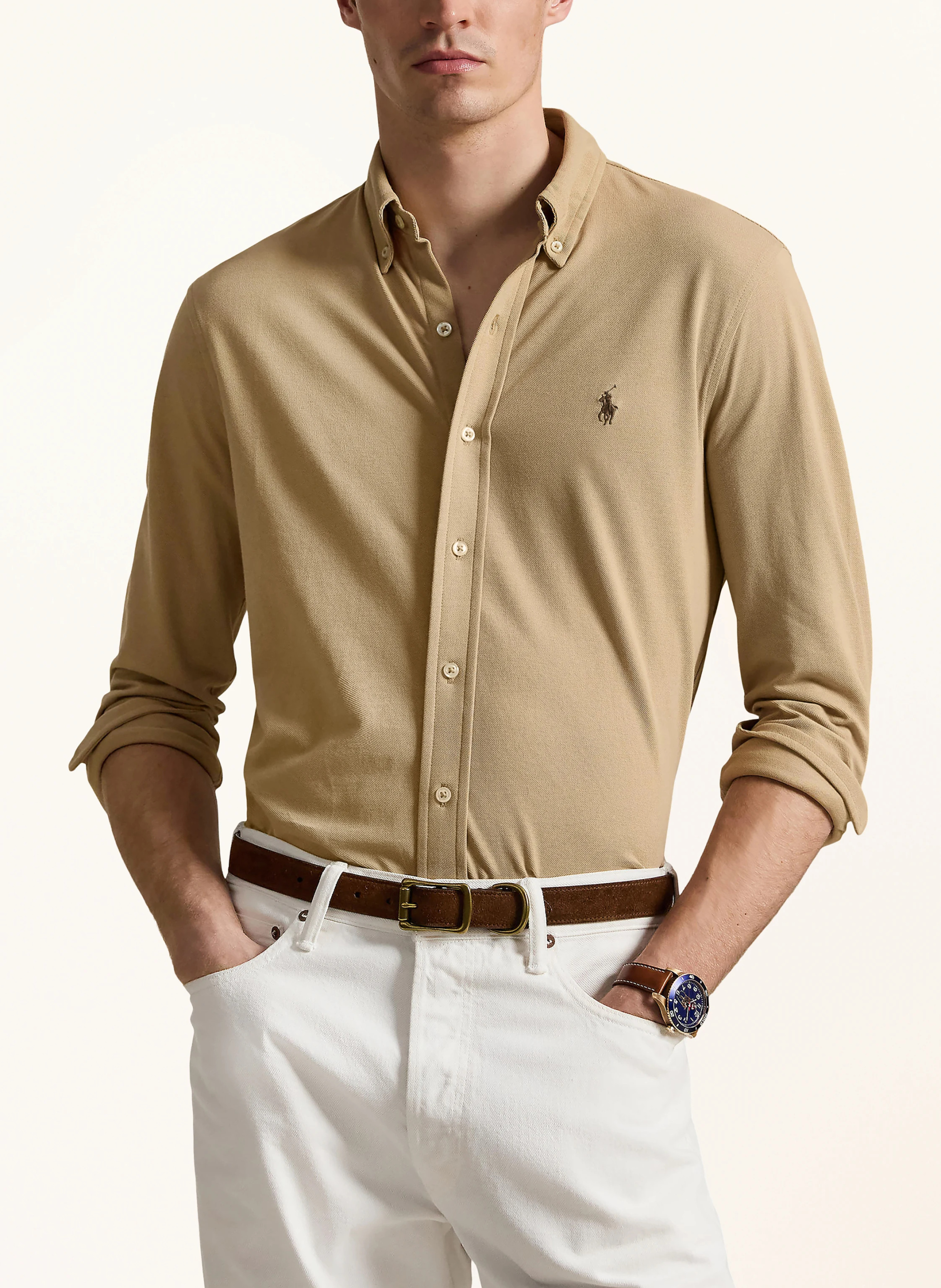 POLO RALPH LAUREN Piqué-Hemd Custom Fit – KHAKI