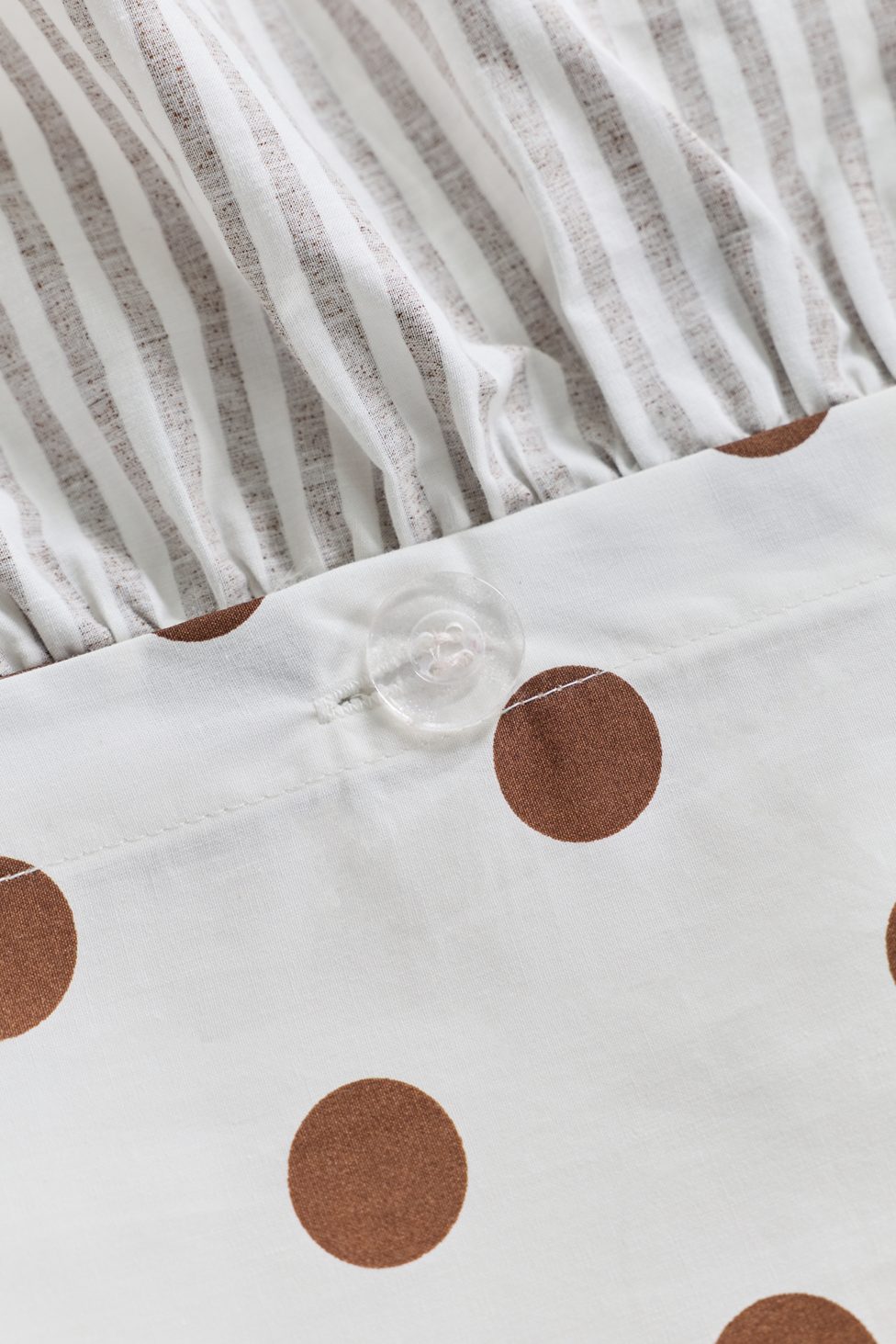 Elaine Ruffle Printed Cotton Percale Duvet Cover - Cocoa