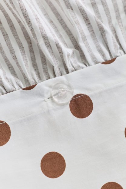 Elaine Ruffle Printed Cotton Percale Duvet Cover - Cocoa