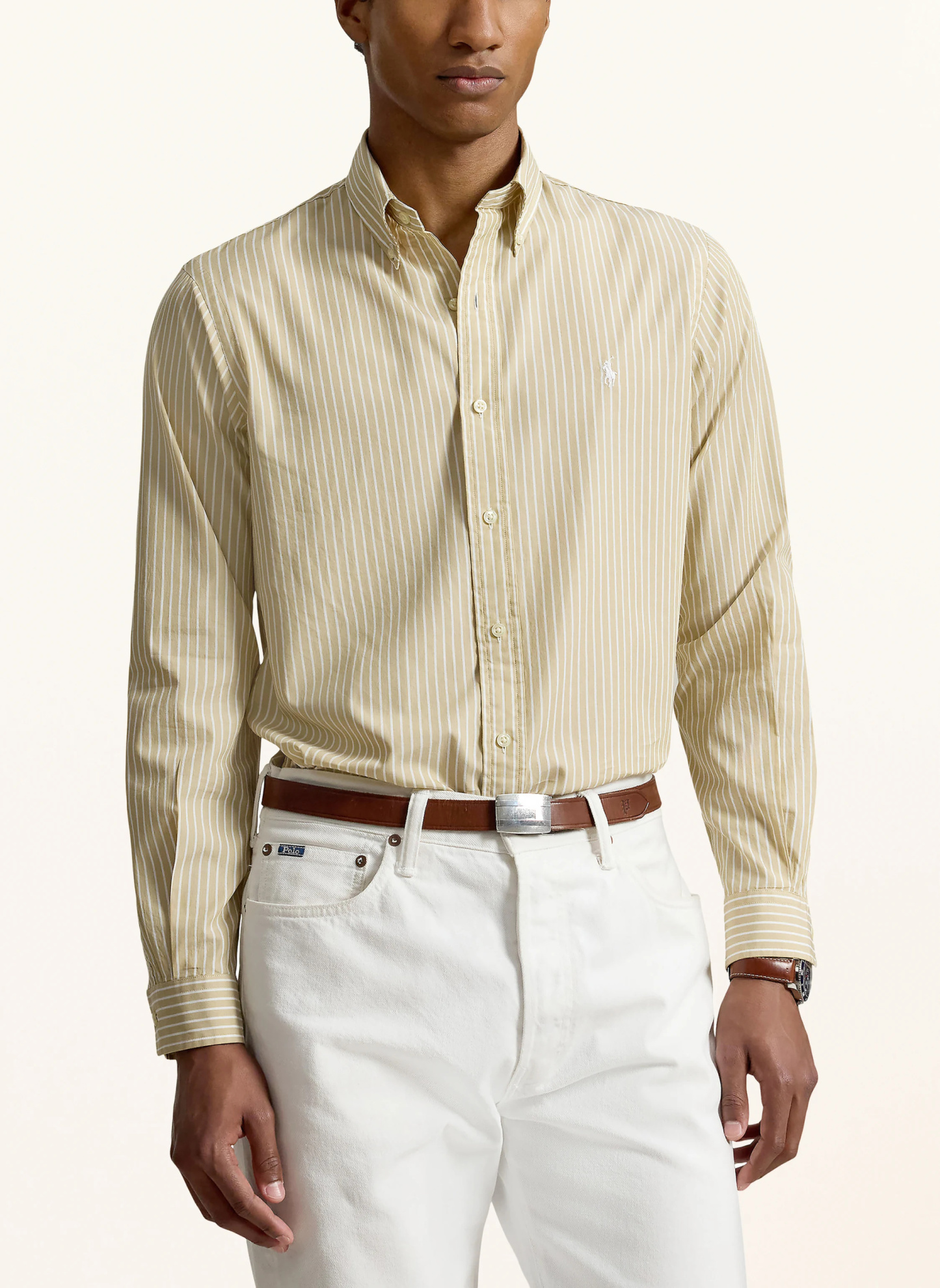 POLO RALPH LAUREN Hemd Custom Fit – BEIGE / WEISS (1)