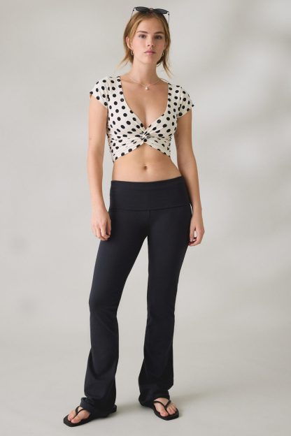 Out From Under Bec Foldover Slim Flare Pants - Black