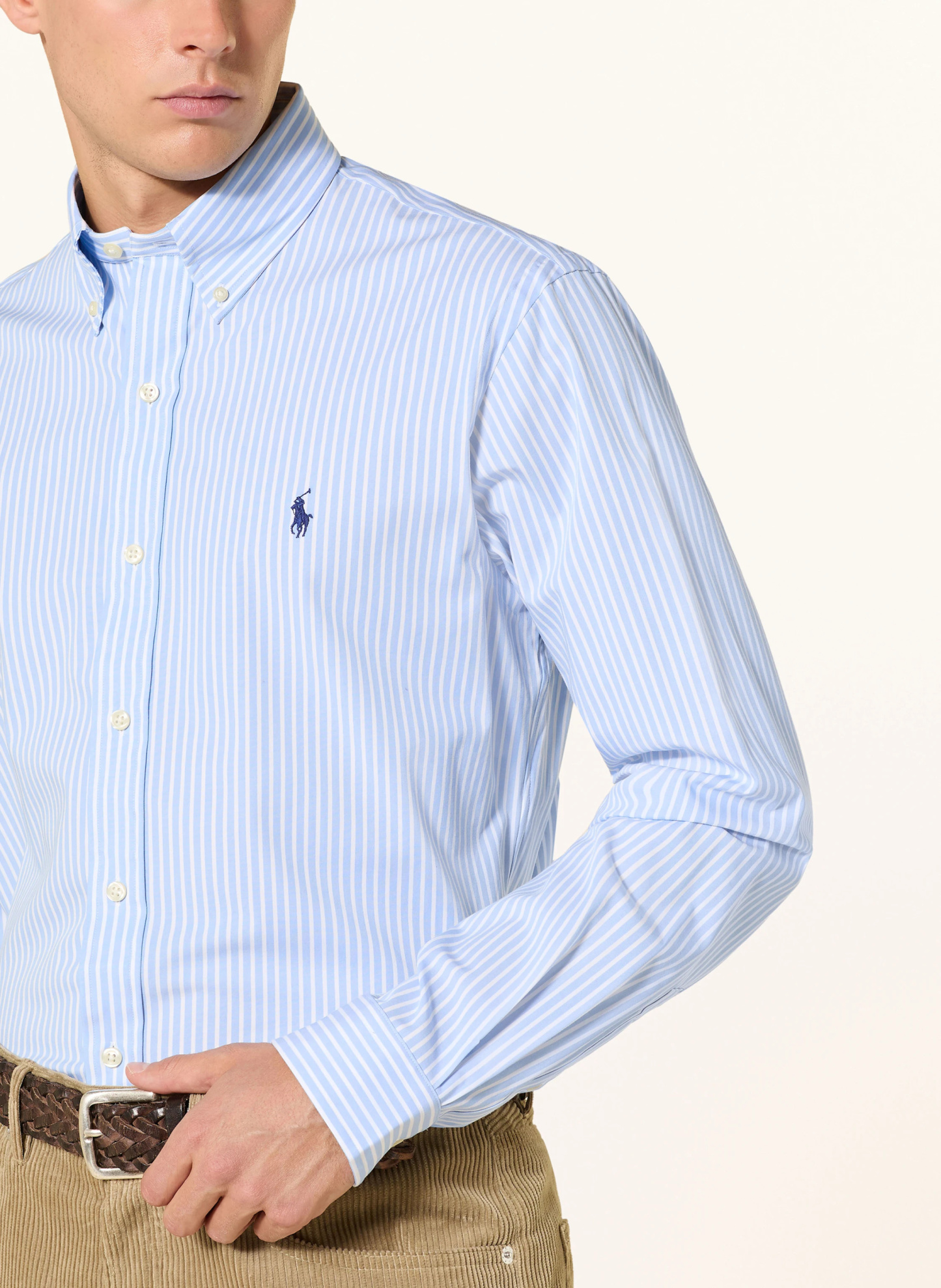 POLO RALPH LAUREN Hemd Custom Fit – WEISS / HELLBLAU