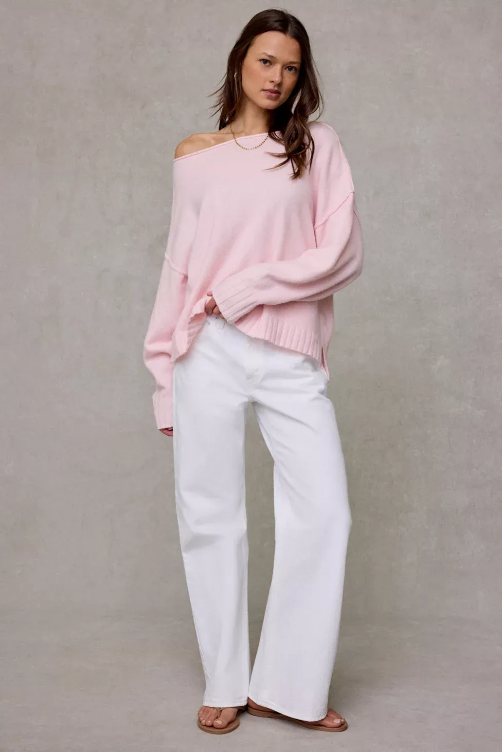 Out From Under So Soft Oversized Off-The-Shoulder Sweater - Pink