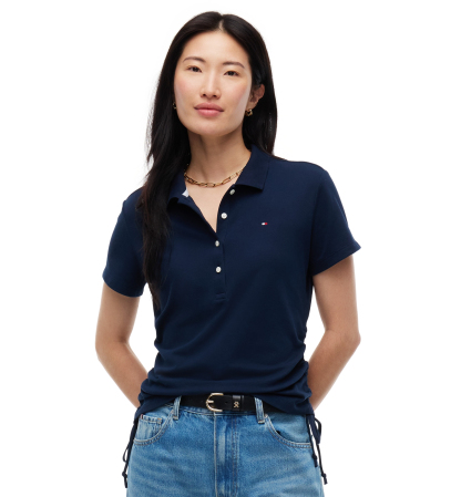 Tommy Hilfiger Women's Short-Sleeve Drawstring Polo Shirt - Dark Blue