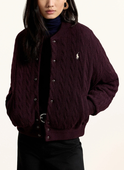 POLO RALPH LAUREN College-Jacke – DUNKELROT / ECRU