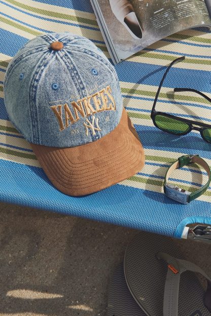 Mitchell & Ness MLB New York Yankees Denim & Faux Suede Dad Hat - Tinted Denim