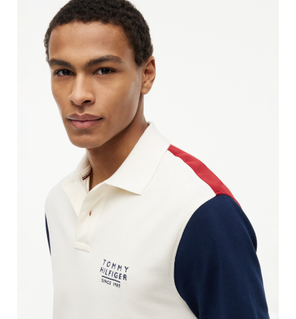Tommy Hilfiger Men's Color-Block Classic-Fit Polo Shirt - Ivory Petal