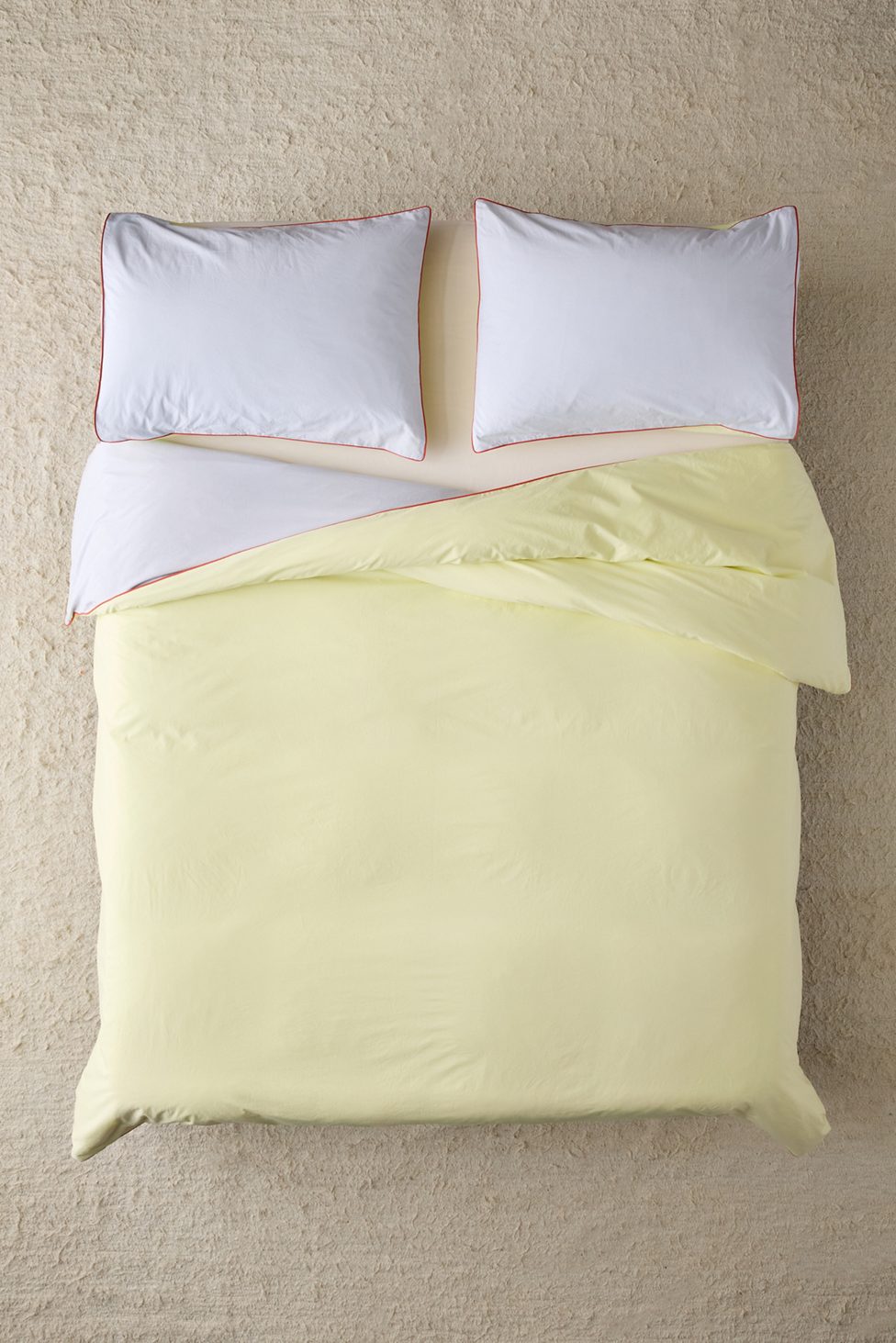 Jordan Reversible Piped Edge Cotton Percale Duvet Cover - Skywriting/Green Combo