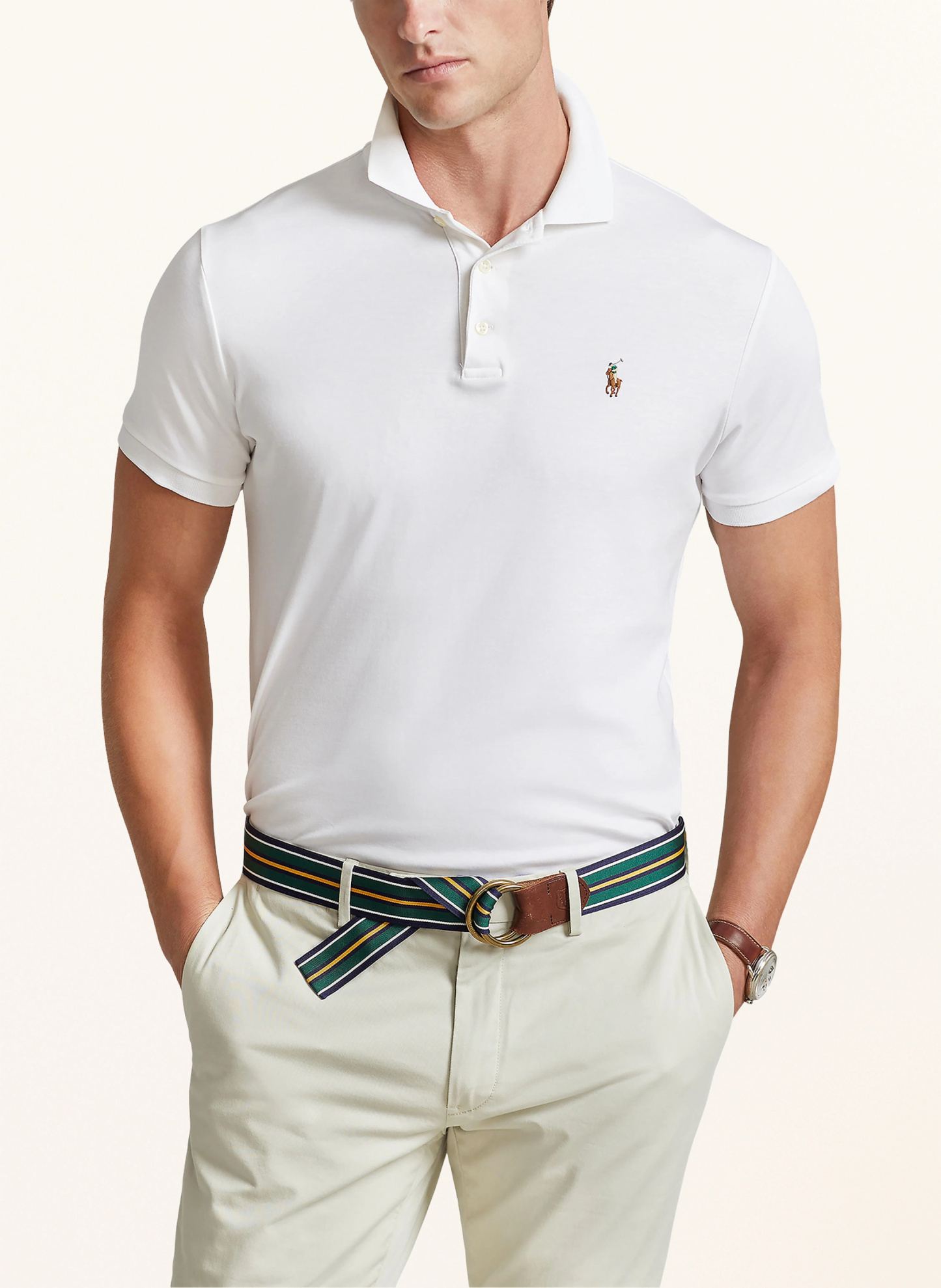 POLO RALPH LAUREN Jersey-Poloshirt Custom Slim Fit – WEISS