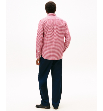 Tommy Hilfiger Men's Heritage Oxford Long-Sleeve Gingham Shirt - Small Medium Red/Check