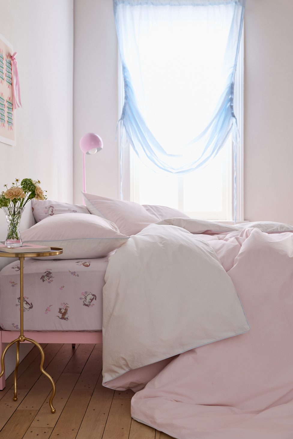 Jordan Reversible Piped Edge Cotton Percale Duvet Cover - Ballet Slipper/Sugar Swizzle