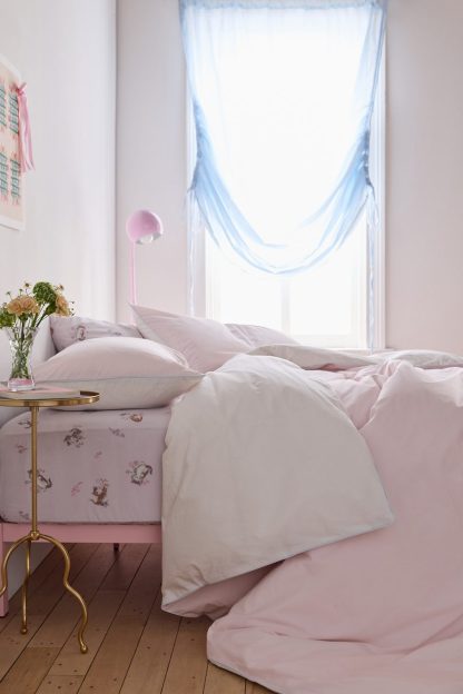 Jordan Reversible Piped Edge Cotton Percale Duvet Cover - Ballet Slipper/Sugar Swizzle