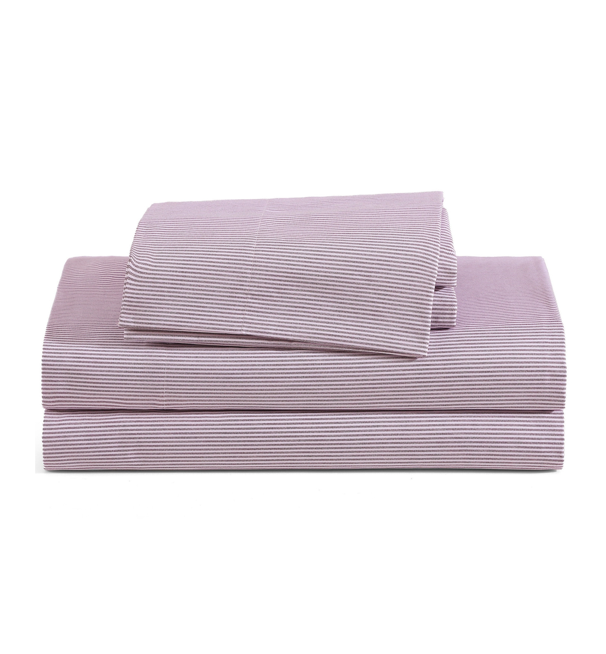 Tommy Hilfiger Printed 200-Thread Count Cotton Percale Sheet Set - Ithaca Stripe Dark Red