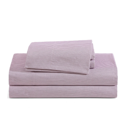 Tommy Hilfiger Printed 200-Thread Count Cotton Percale Sheet Set - Ithaca Stripe Dark Red