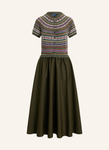 POLO RALPH LAUREN Kleid im Materialmix – OLIV / LILA / ORANGE