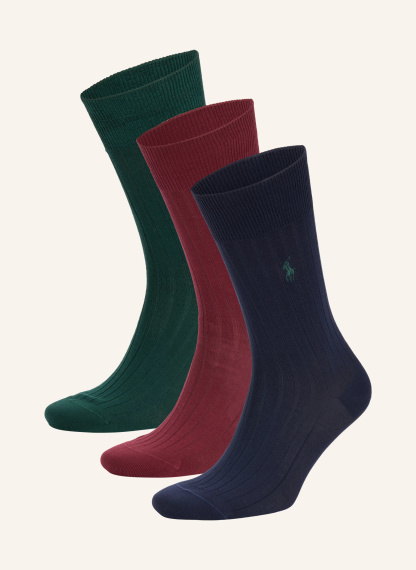 POLO RALPH LAUREN 3er-Pack Strümpfe – DUNKELROT / GRÜN / DUNKELBLAU