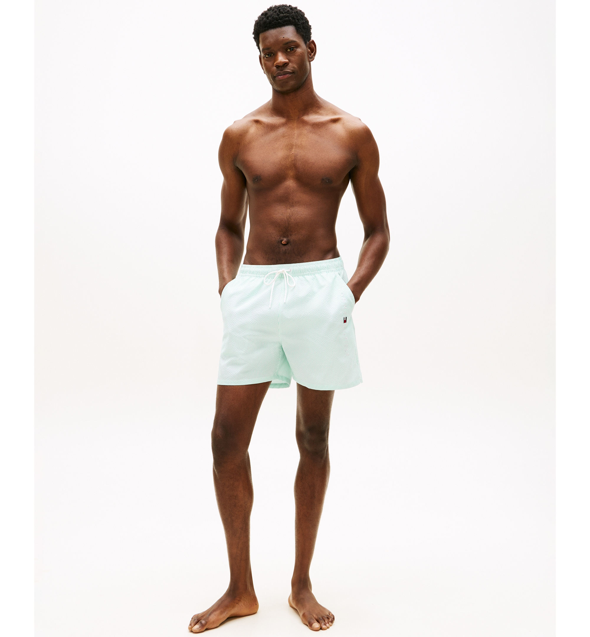 Tommy Hilfiger Men's Drawstring Zip Pocket Swim Trunks - Arctic Aqua