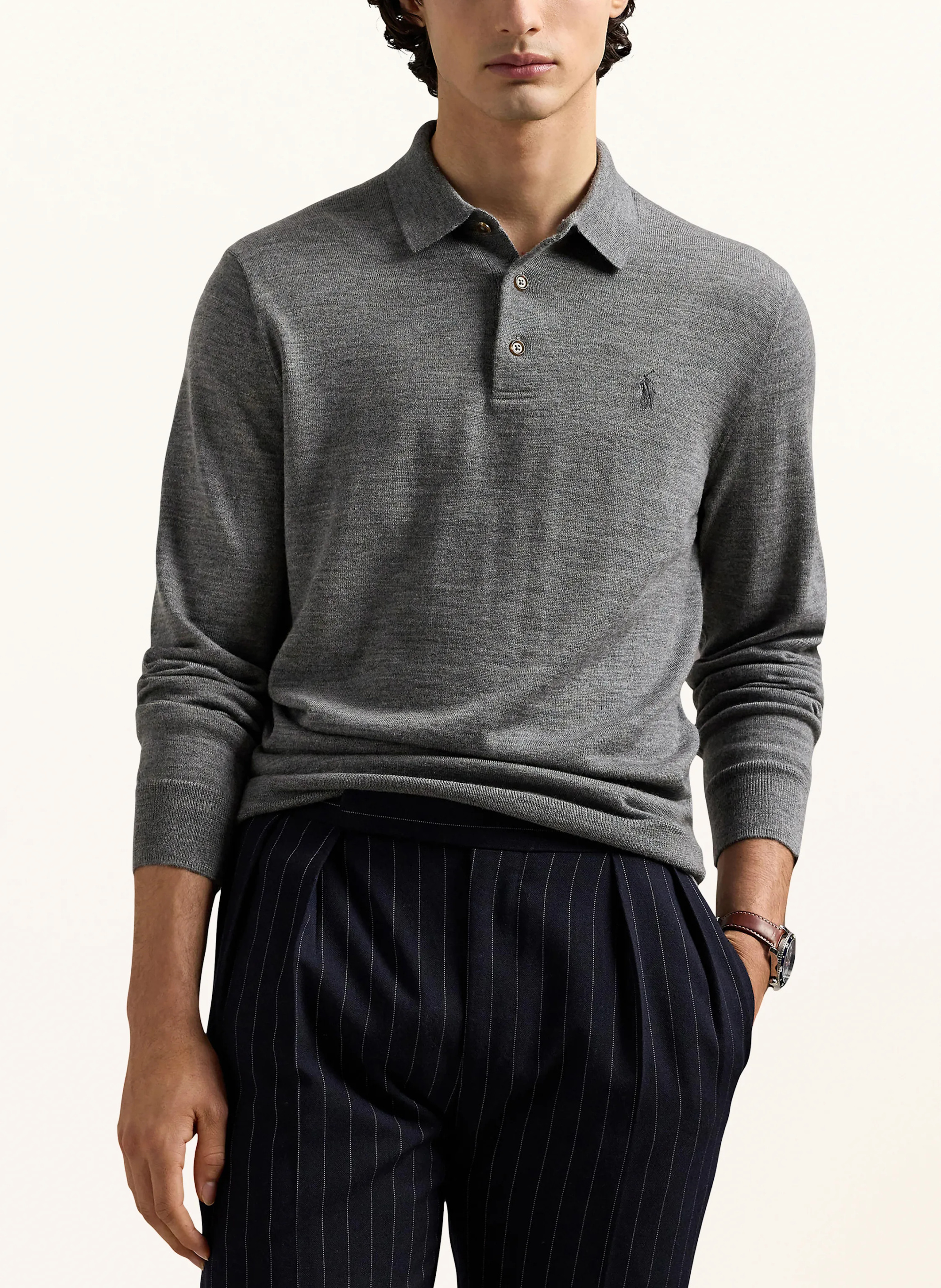 POLO RALPH LAUREN Strick-Poloshirt – GRAU