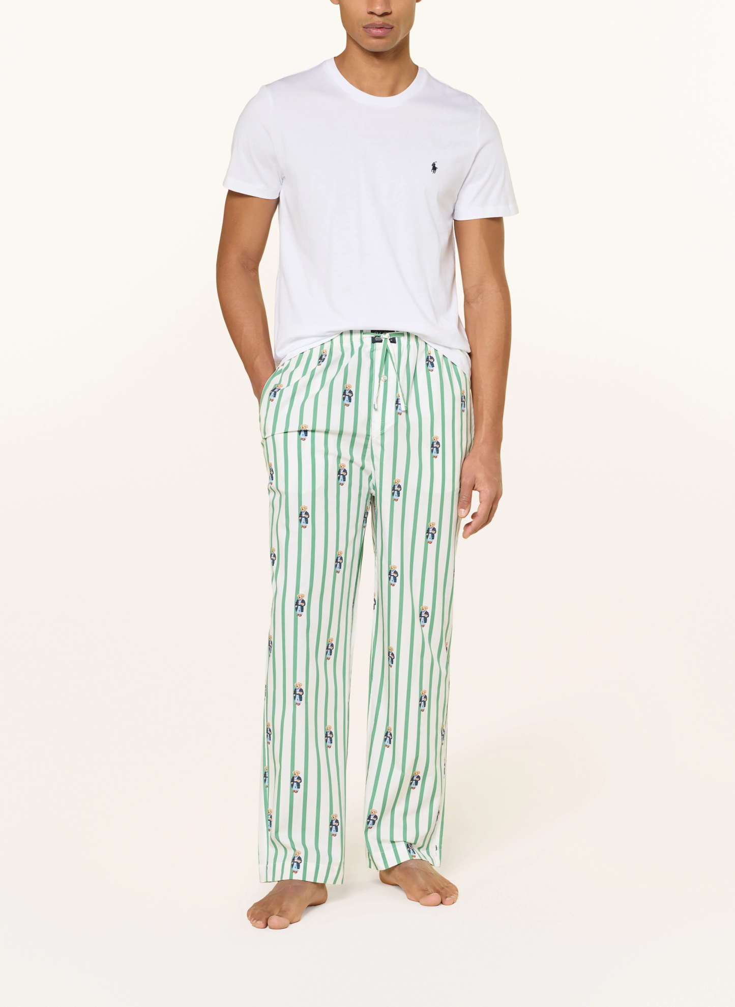 POLO RALPH LAUREN Schlafhose – WEISS / GRÜN