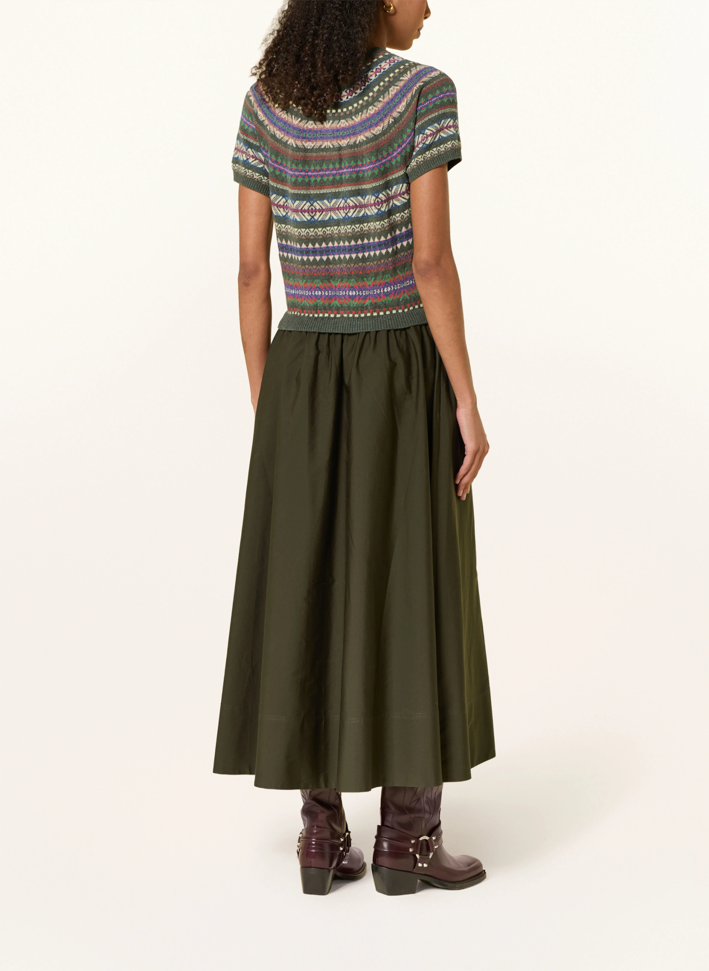 POLO RALPH LAUREN Kleid im Materialmix – OLIV / LILA / ORANGE