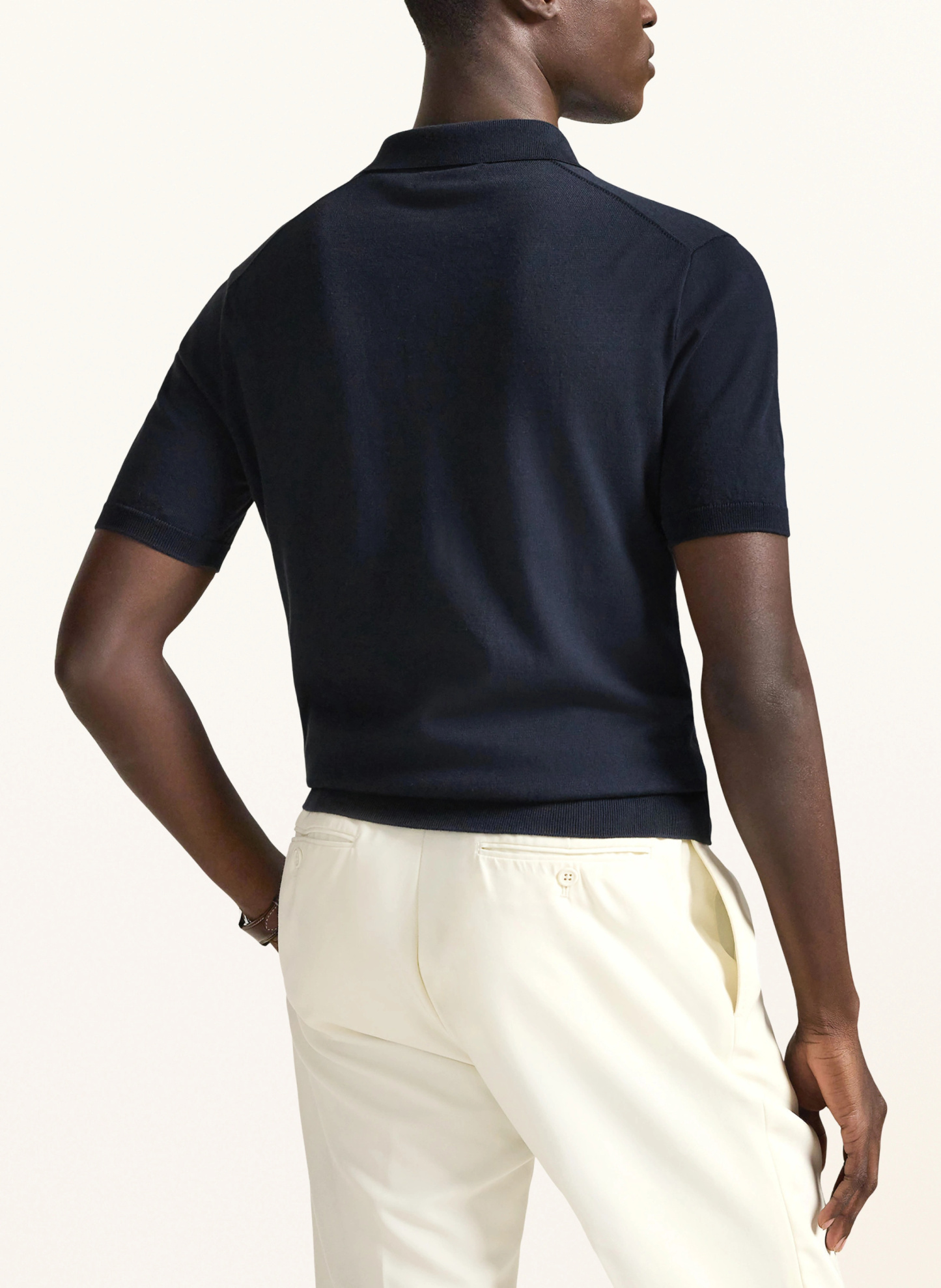 POLO RALPH LAUREN Strick-Poloshirt – DUNKELBLAU / WEISS