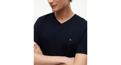 Tommy Hilfiger Men's Essential Cotton V-Neck Regular-Fit T-Shirt - Navy Blue