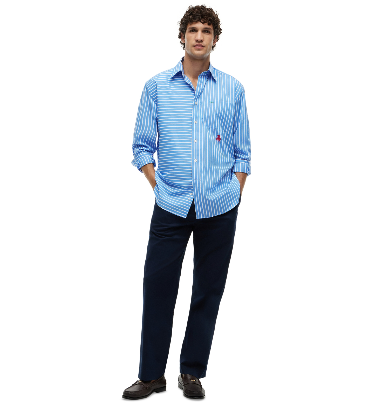 Tommy Hilfiger Men's Color-Block Asymmetrical Stripe Shirt - Blue Spell/Stripe