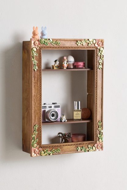 Florence Floral Gilded Figurine Wall Shelf - Brown Multi