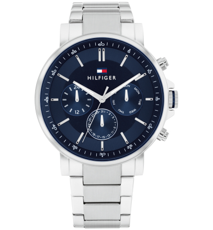 Tommy Hilfiger Men's Multifunction Silver-Tone Stainless Steel Watch 43mm - Silver