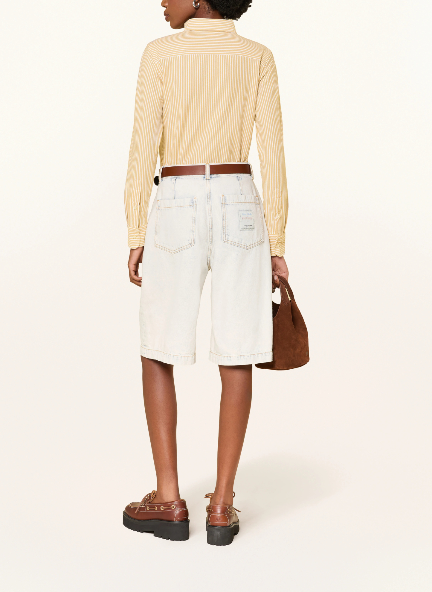 POLO RALPH LAUREN Hemdbluse aus Piqué – CAMEL / WEISS