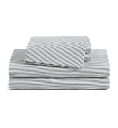 Tommy Hilfiger Printed 200-Thread Count Cotton Percale Sheet Set - Ithaca Stripe Dark Green