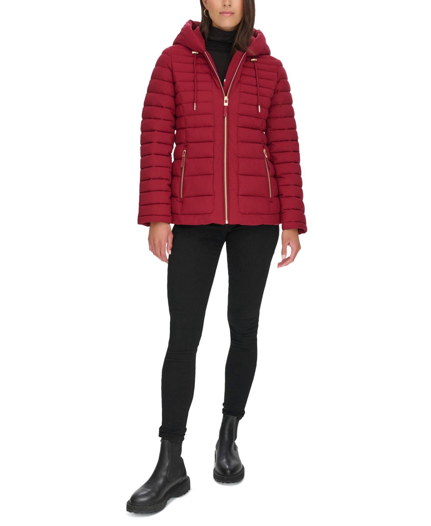 Tommy Hilfiger Women's Hooded Packable Puffer Coat - Rouge