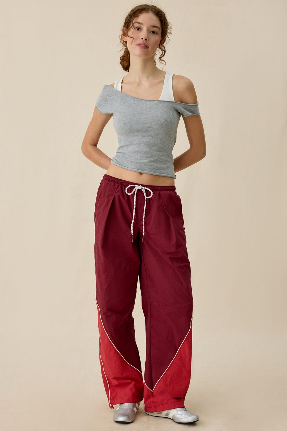 BDG Finish Line Low-Rise Baggy Track Pants - Red