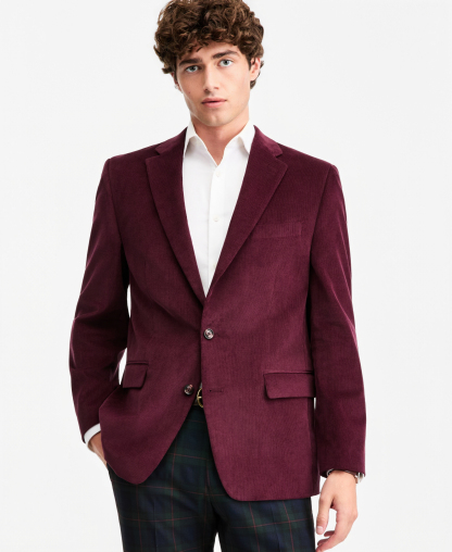 Tommy Hilfiger Men's Modern-Fit Corduroy Sport Coat - Burgundy