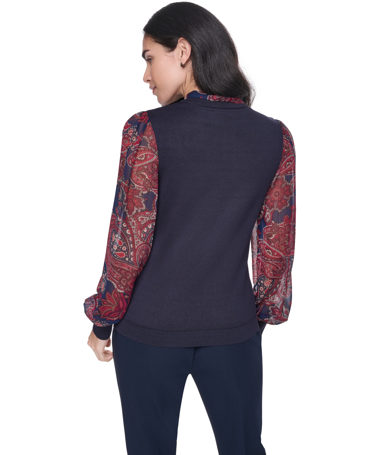 Tommy Hilfiger Women's Paisley V-Neck Sweater - Midnight