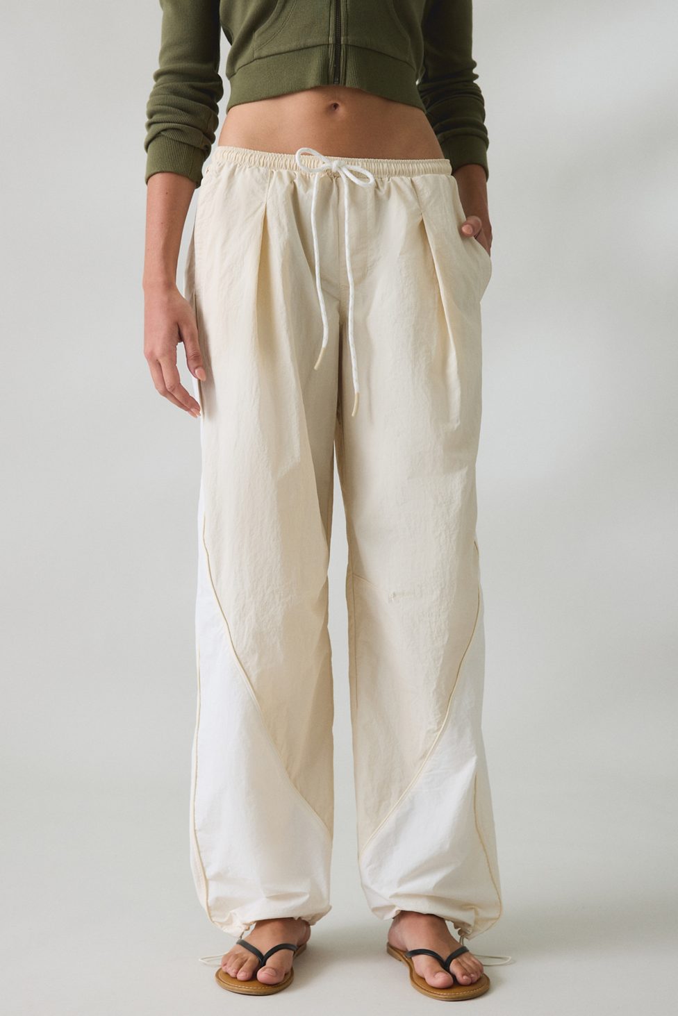 BDG Finish Line Low-Rise Baggy Track Pants - White