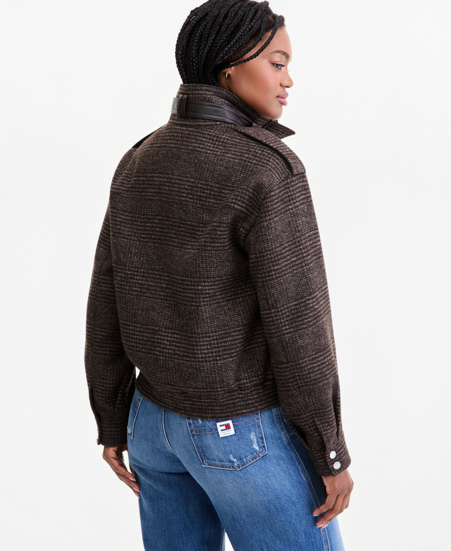 Tommy Hilfiger Women's Stand-Collar Bomber Jacket - Brown Plaid