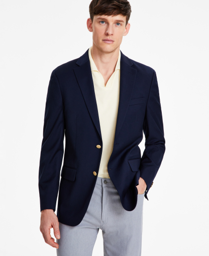 Tommy Hilfiger Men's Modern-Fit Solid Navy Blazer - Navy