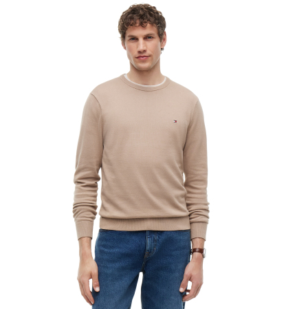 Tommy Hilfiger Men's Essential Cotton Crewneck Sweater - Safari Canvas
