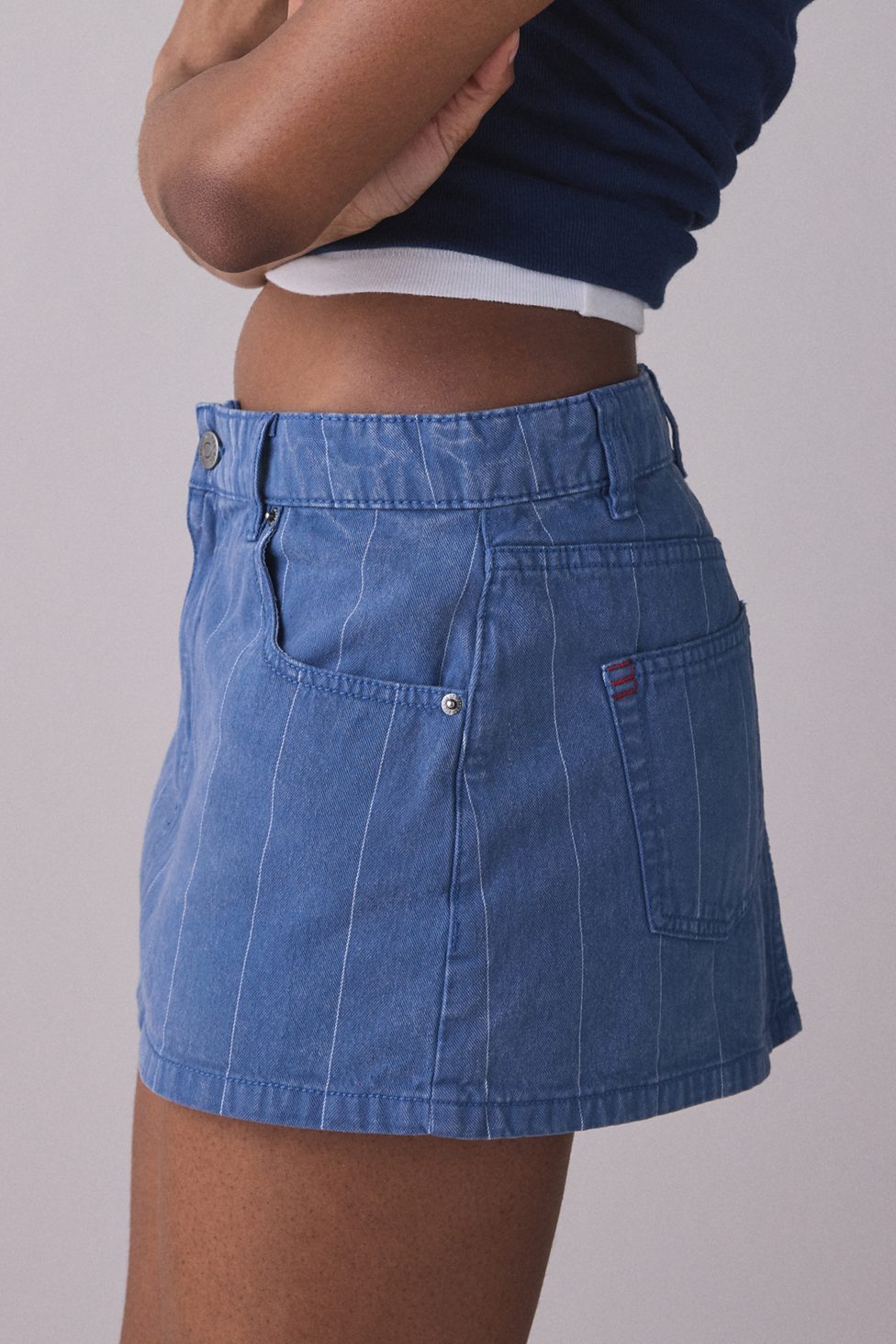 BDG Onna Denim Micro Mini Skirt - Railroad Stripe
