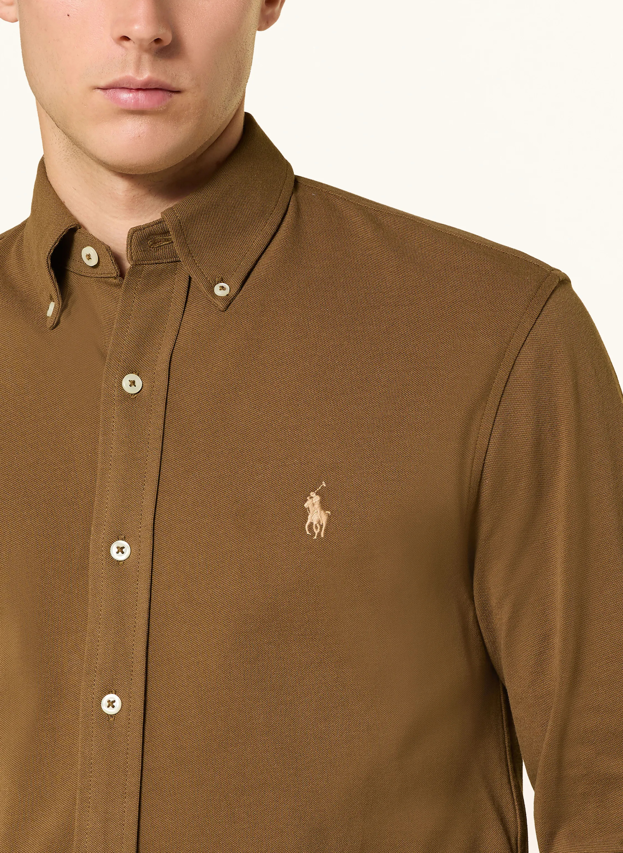 POLO RALPH LAUREN Piqué-Hemd Custom Fit – BRAUN