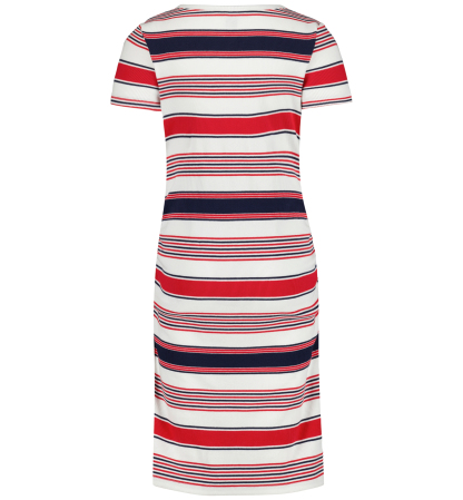 Tommy Hilfiger Girls' 7-16 Striped Ribbed Short-Sleeve Dress - White/Red/Navy