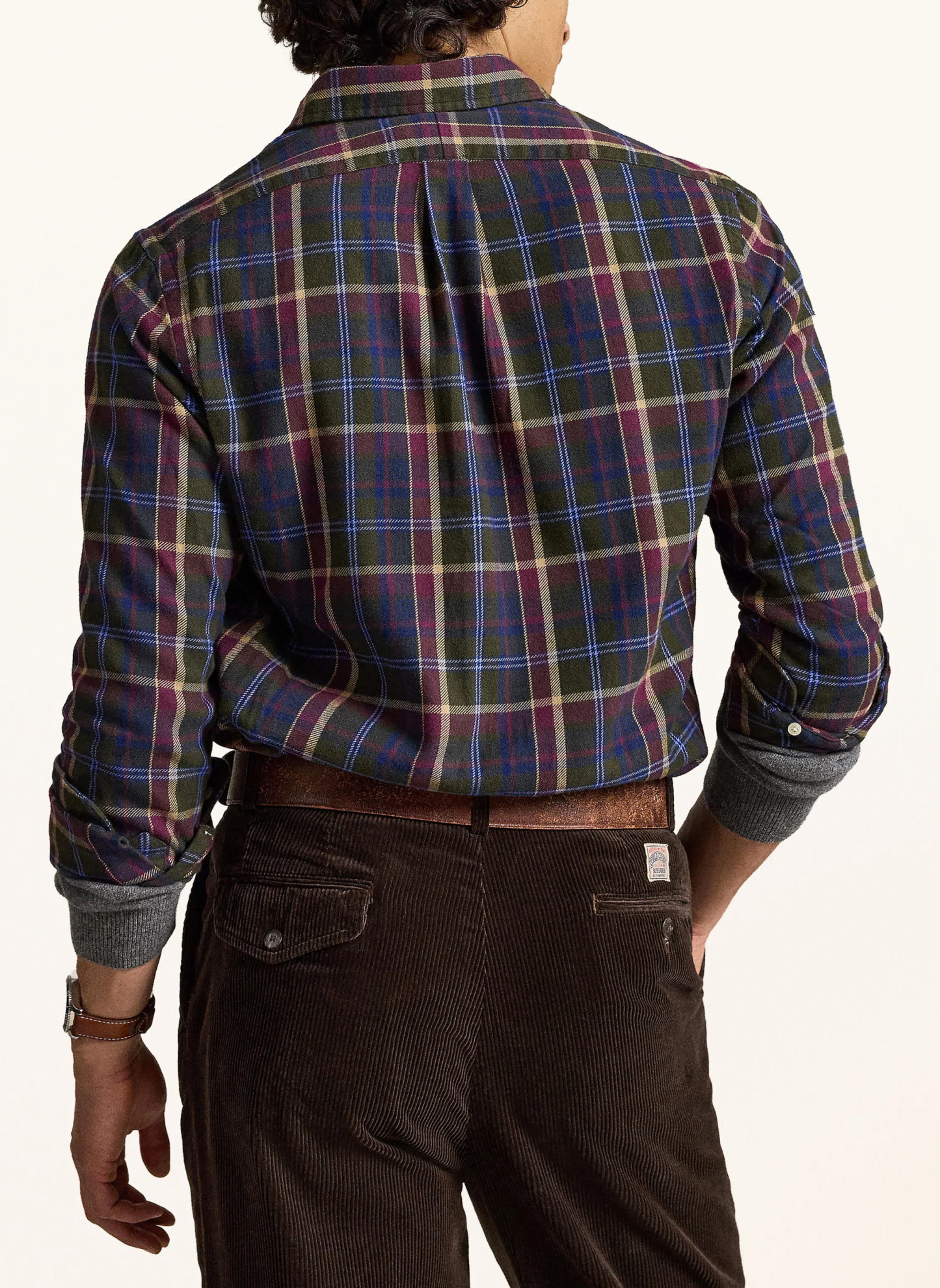 POLO RALPH LAUREN Flanellhemd Custom Fit – OLIV / BEIGE / DUNKELROT