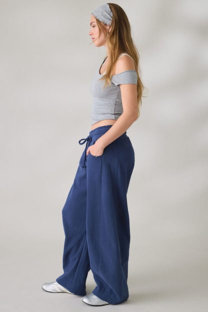Out From Under Essential Barrel Leg Full Length Sweatpants - Navy