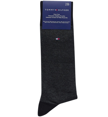 Tommy Hilfiger Men's Dress Reinforced Heel Crew Socks, 2-Pack - Black/Gray