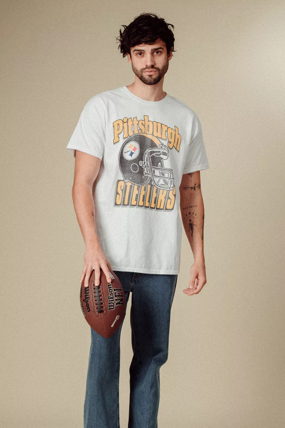 Junk Food NFL Throwback Helmet Flea Market Tee - Pittsburgh Steelers