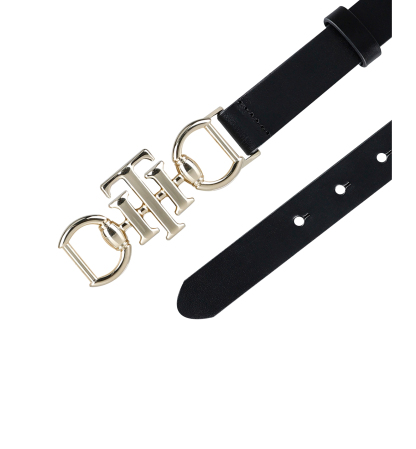 Tommy Hilfiger Women's Skinny Double Ended Horsebit Buckle Dress Casual Belt - Black
