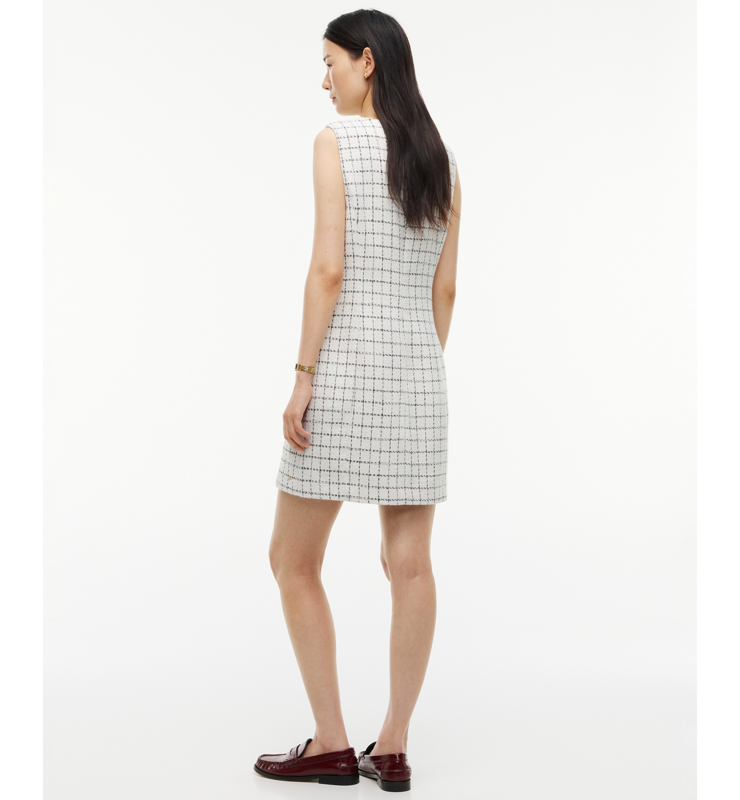 Tommy Hilfiger Women's Festive Bouclé Mini Dress - Ecru / Black Sequin Check