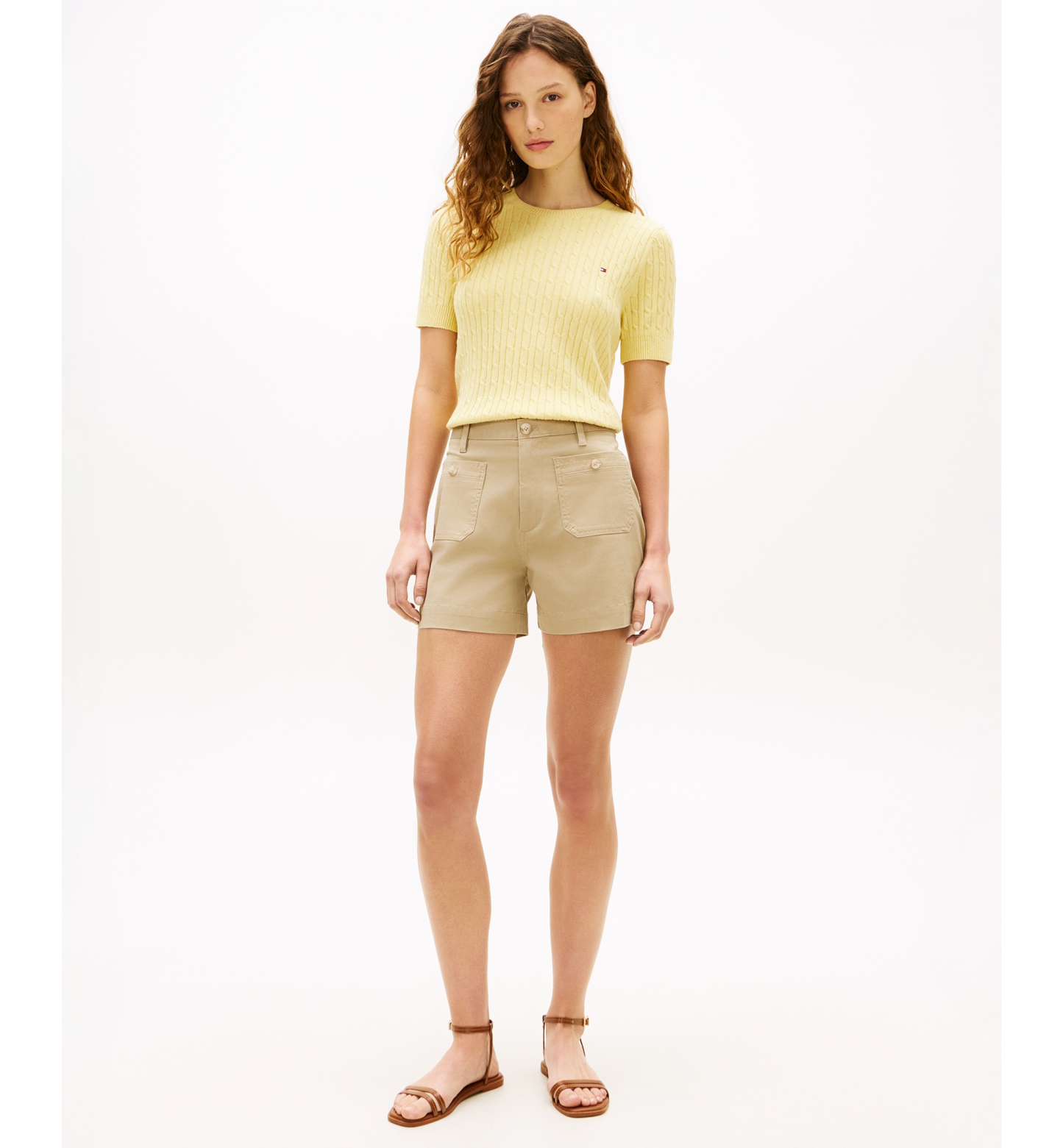 Tommy Hilfiger Women's Twill Patch Pocket Shorts - Beige
