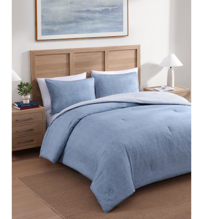 Tommy Hilfiger Classic Texture Cotton Duvet Cover Set - Stonewash Blue